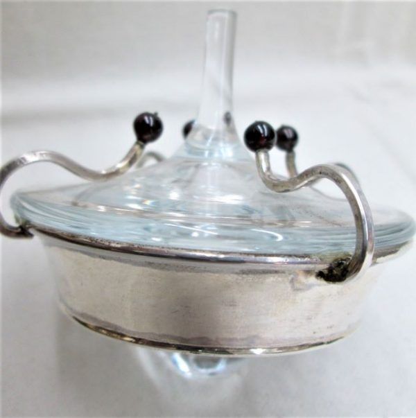 Hanukah Dreidel Sevivon Glass sterling silver contemporary style handmade with 4 Garnet stones & glasses made by S. Ghatan (Katan).