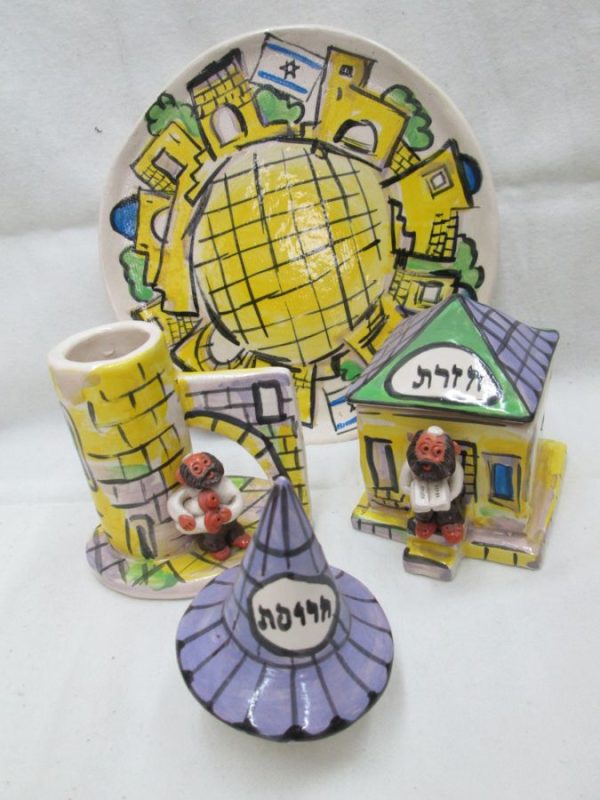 Handmade ceramic Passover Haroset & Hazeret Dish made by Denis. Dimension round dish diameter 19 cm ,Hazeret 7.5 cm X 7.5 cm X 10 cm.