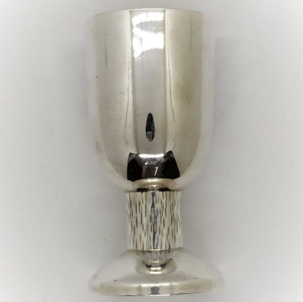 Silver Kiddush Cup Contemporary design handmade. Sterling Silver Kiddush Cup contemporary design smooth look made by Bier silversmith.