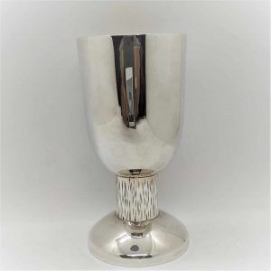 Silver Kiddush Cup Contemporary design handmade. Sterling Silver Kiddush Cup contemporary design smooth look made by Bier silversmith.