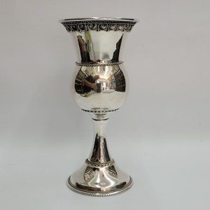 Sterling Silver fine Yemenite filigree chalice cup with Yemenite filigree designs around. Dimension diameter 7 cm X 14.8 cm approximately.