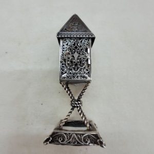  Havdala spice box filigree tower sterling silver. The tower has been oxidized so the  Yemenite filigree designs can have a reflect. 