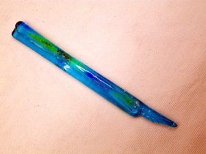 Glass Torah Yad Pointer Blue handmade pointer contemporary design.You can also order a Bar or Bat Mitzva Torah pointer with colors & size you like .