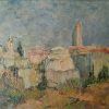 Fine art oil on canvas Abstract Jerusalem Panorama painting on broad by A. Amid Z"L painted in1968.  It has a wooden frame.