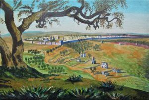 Jerusalem panorama as was 200 years ago from mount of olives as seen in Acrylic Painting Mt Olives. Dimension 30 cm X 20 cm approximately.