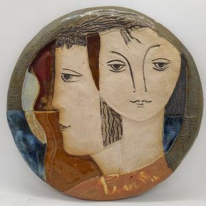Ruth Factor has designed in Bathsheba David's thoughts tile, king David's feelings for his beloved. Dimension diameter 24 cm approximately.