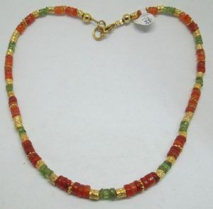 Necklace with Cylinder Agate Beads Necklace stones & gold plated beads. Dimension diameter 0.55 cm X 45 cm approximately.