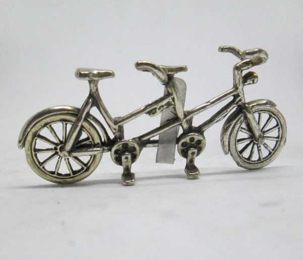 Handmade sterling silver Miniature Two Riders Bike bicycle. Miniature sterling silver sculptures wide range of original designs.