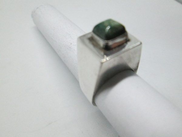 Handmade sterling silver square Elat stone ring contemporary style ring set with Elat stone. Dimension 1.3 cm X 1.3 ring size 50.