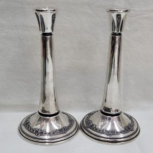 Handmade Yemenite filigree Sabbath candle holders sterling silver with Yemenite filigree made by Bier diameter 6.8 cm X 13.5 cm.