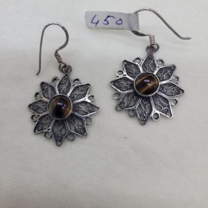 The hook in Yemenite filigree tiger eyes earrings can be changed to screw finding for non pieced ears by request. Dimension 1.8 cm X 5.4 cm approximately.