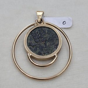Handmade Widow's mite coin pendant set with ancient genuine coin King Agrippa 1 dated 37-44 AD. On one side are 3 wheat leaf, and other side a canopy.