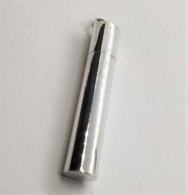 Sterling silver Mezuzah pendant container medium with open lid to insert in your private parchment. Dimension 1.35 cm X 1.1 cm X 7.45 cm approximately.