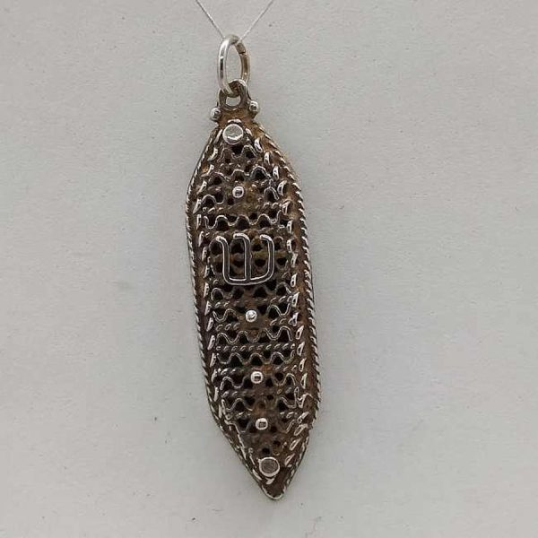 Handmade sterling silver Yemenite filigree Mezuzah pendant with Yemenite filigree design. Dimension 1.2 cm X 0.4 cm X 4 cm approximately.