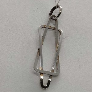 David star pendant wires formed with two silver wire triangles forming a simple star. Dimension 0.9 cm X 2.6 cm X 0.1 cm approximately.