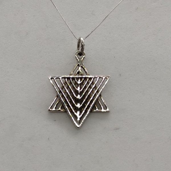 Sterling Silver Magen David star wires Pendant modern wires contemporary design. Dimension 1.65 cm X 1.9 cm X 0.135 cm approximately.