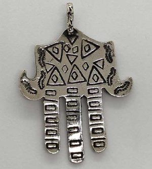 Handmade sterling silver Hamsa Chamsa pendant engraved big with engravings designs. Dimension 3.1 cm X 3.7 cm X 0.1 cm approximately.