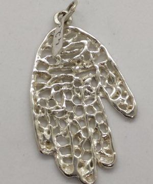 Handmade Hamsa Chamsa pendant abstract huge size contemporary style heavy silver. Dimension 2.8 cm X 4.5 cm X 0.2 cm approximately.