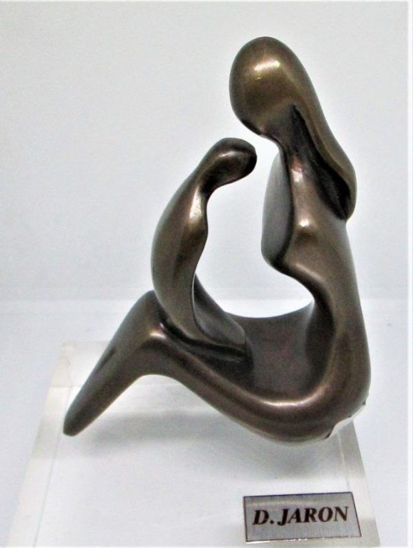 Bronze Sculpture Mother Playing with her child sitting on her knees. D.Jaron has transmitted through the metal the mother and child mood.