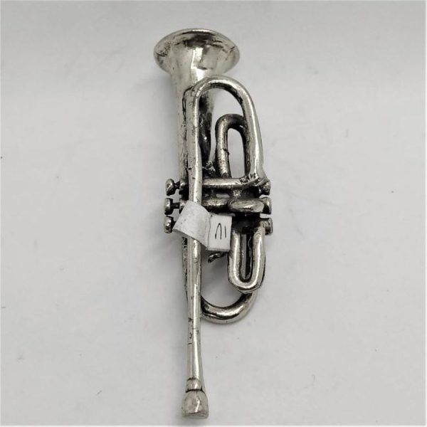 Handmade sterling Silver Miniature Sculpture Trumpet. I have in stock many music instrument like violin , guitar, and more musical items.