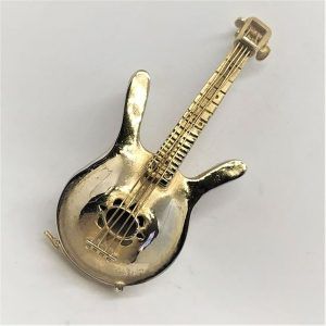 Handmade sterling silver miniature sculpture of  Electric Guitar Silver Gold plated. It can be used as Havdala spice box made by S. Ghatan.