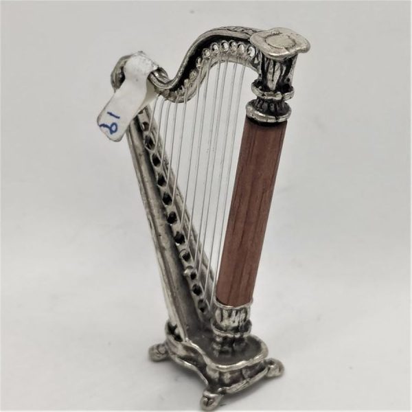Handmade sterling silver & wood  Miniature Sculpture David's Harp. Miniature sterling silver sculptures wide range of original and different designs.