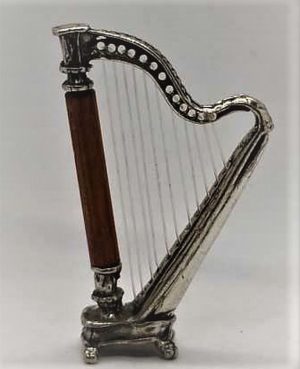Handmade sterling silver & wood  Miniature Sculpture David's Harp. Miniature sterling silver sculptures wide range of original and different designs.