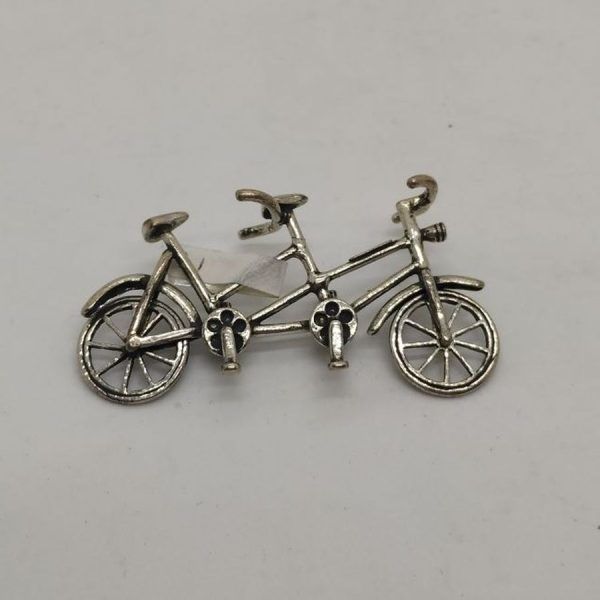 Handmade sterling silver Miniature Two Riders Bike bicycle. Miniature sterling silver sculptures wide range of original designs.