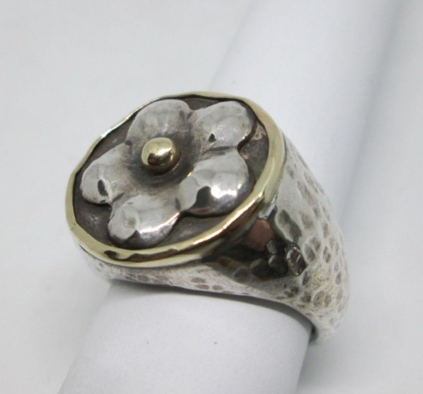 Malachite. Silver. Surface 1.8 cm. Size 9. - Rings - IKstone | e-shop |  Power Jewelry