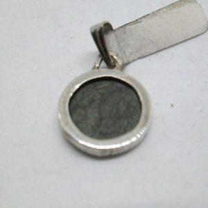 Roman Coin Silver Pendant handmade. Sterling silver handmade pendant set with genuine antique Roman coin from the 2nd century BC .