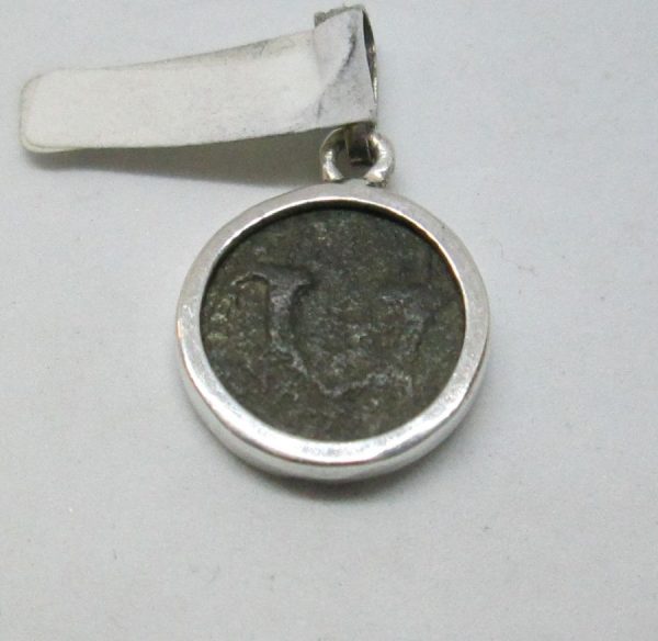 Maccabees Coin Silver Pendant handmade.  Sterling silver handmade pendant set with genuine antique Jewish Maccabees coin from the 2nd century BC.