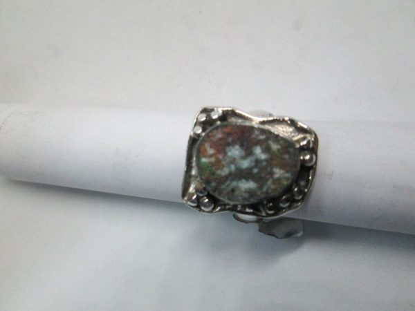 Handmade abstract style sterling  silver abstract Roman glass ring set with a genuine antique Roman glass found in the holyland Israel.
