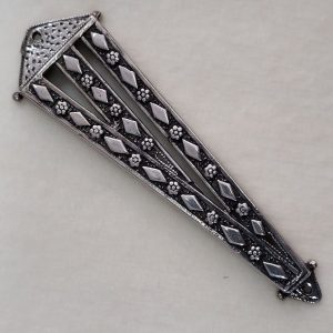 Mezuzah Sterling Silver Filigree. The mezuzah should be hung on the right side of the door, on the top third of the doorway.