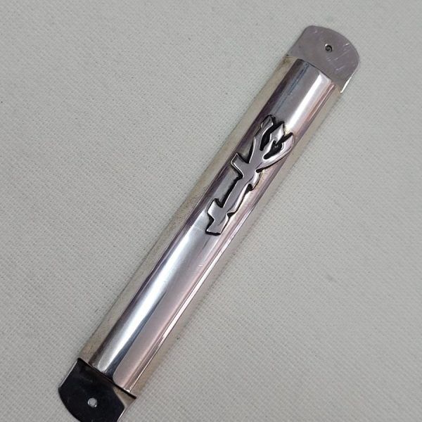 Sterling silver Half Rounded Mezuzah Silver smooth contemporary design. Suitable for parchment up to 8 cm .Dimension 1.5 cm X 11.2 cm.