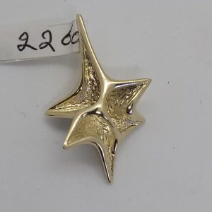 Handmade modern 14 carat gold Magen David star shell design handmade contemporary 3 dimension original and unusual star of David.
