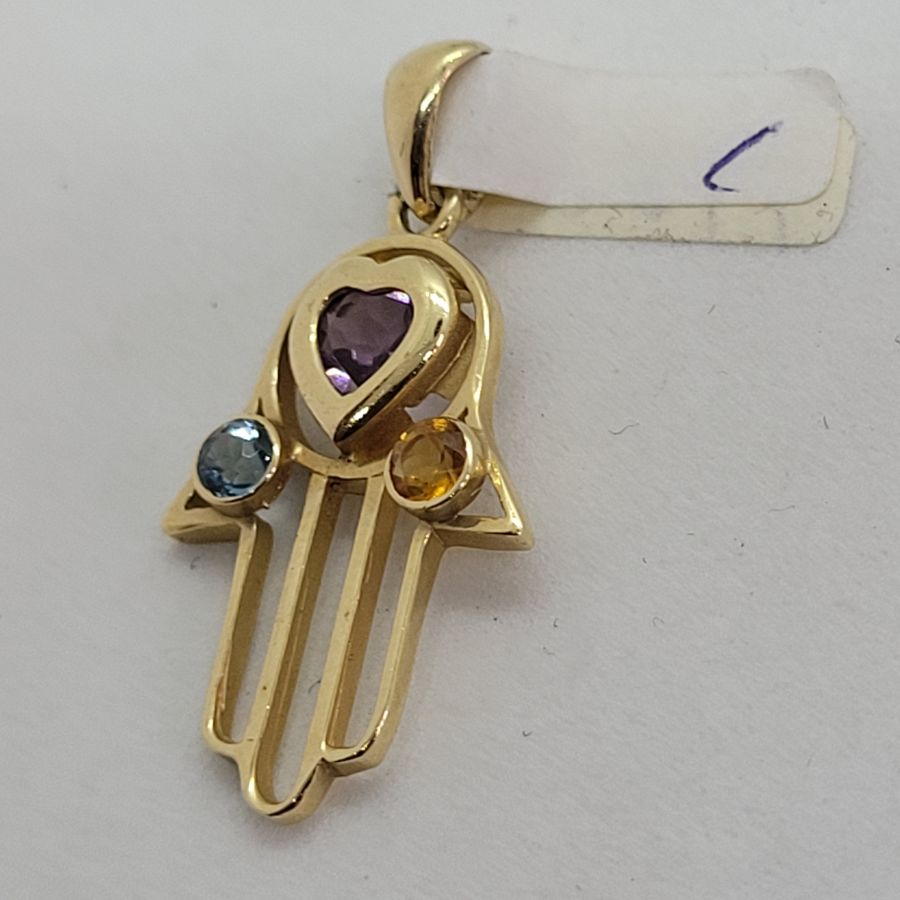 Gold Hamsa 3 Stones - Image 3