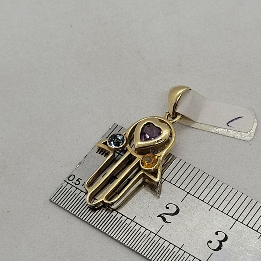 Gold Hamsa 3 Stones - Image 4
