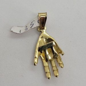 Handmade 14 carat gold Hamsa Chamsa pendant holding Hay, natural designed  hand holding Hay. Dimension 1.45 cm X 2.3 cm X 0.45 approximately.