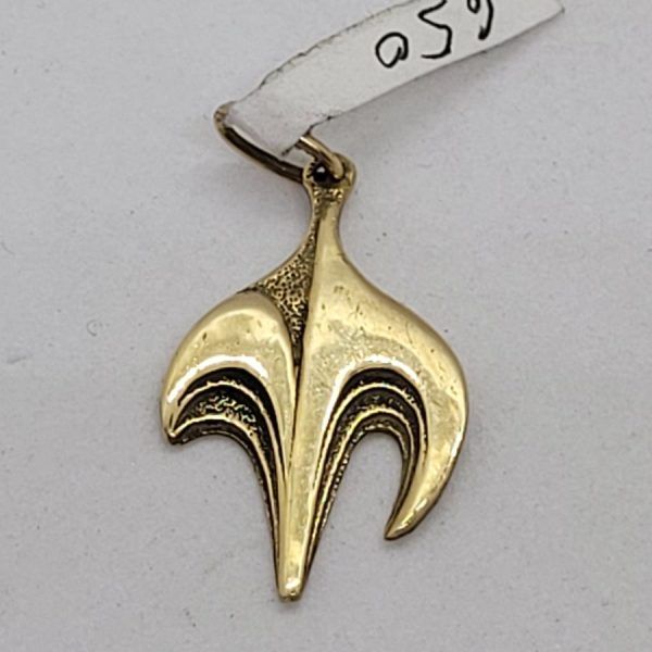 Handmade 14 carat gold Chai Hay gold pendant modern designed calligraphy Dimension 1.5 cm X 2?2 X 0.12 cm approximately.