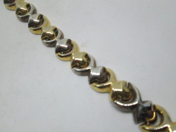 Handmade sterling silver yellow gold bracelet, & gold plated bracelet contemporary style. Dimension 1.2 cm X 18.7 approximately.