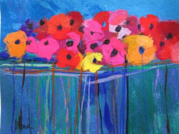 Abstract contemporary Contemporary Soft Art Windflower Field painting wall carpet painting painted with thousands of colors syringes into to the fabric.