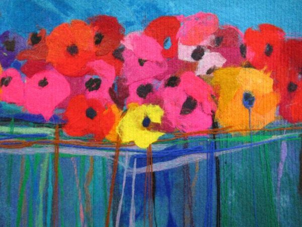 Abstract contemporary Contemporary Soft Art Windflower Field painting wall carpet painting painted with thousands of colors syringes into to the fabric.