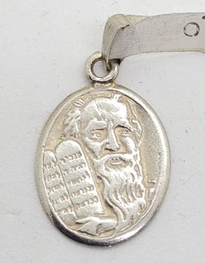 Handmade contemporary silver Moses Holding Tablets Pendant oval shape. Can be made in gold, ask ahead for its price 1.5 cm X 2.9 cm approximately.
