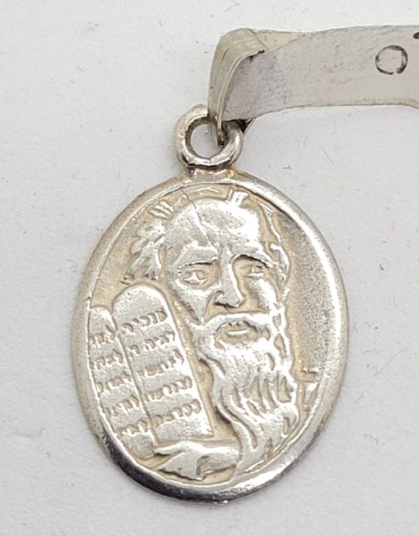 Handmade contemporary silver Moses Holding Tablets Pendant oval shape. Can be made in gold, ask ahead for its price 1.5 cm X 2.9 cm approximately.