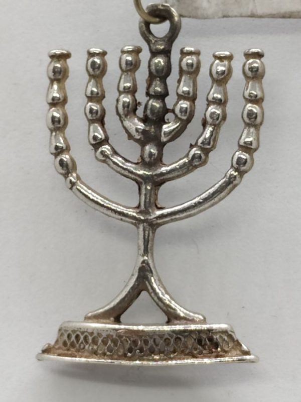 Handmade huge Menorah pendant sterling silver with Yemenite filigree base. Dimension 3.5 cm X 2.1 cm X 0.5 cm approximately.