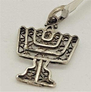 Handmade  Sterling silver Yemenite Filigree Menorah Pendant, can be made in gold by request. For gold request, please inquire its actual price.