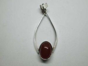 Handmade sterling silver contemporary design Agate stone silver pendant set with orange Agate stone. Dimension 2.2 cm X 5.6 cm approximately.