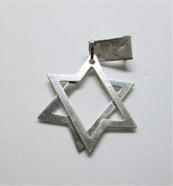 Contemporary sterling silver Magen David Pendant Mobile 2 parts of David star mobile forming star shape once hung on chain.