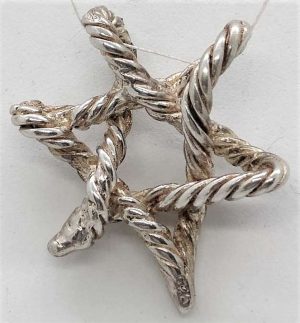 Handmade sterling silver star of David Magen David pendant rope heavy rope shape. Original design and heavy silver masculine.