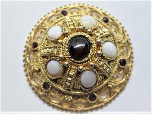Handmade sterling silver Brooch Pendant Silver Gold plated pin & Yemenite filigree. An original vintage piece made in the 1960's in Israel.